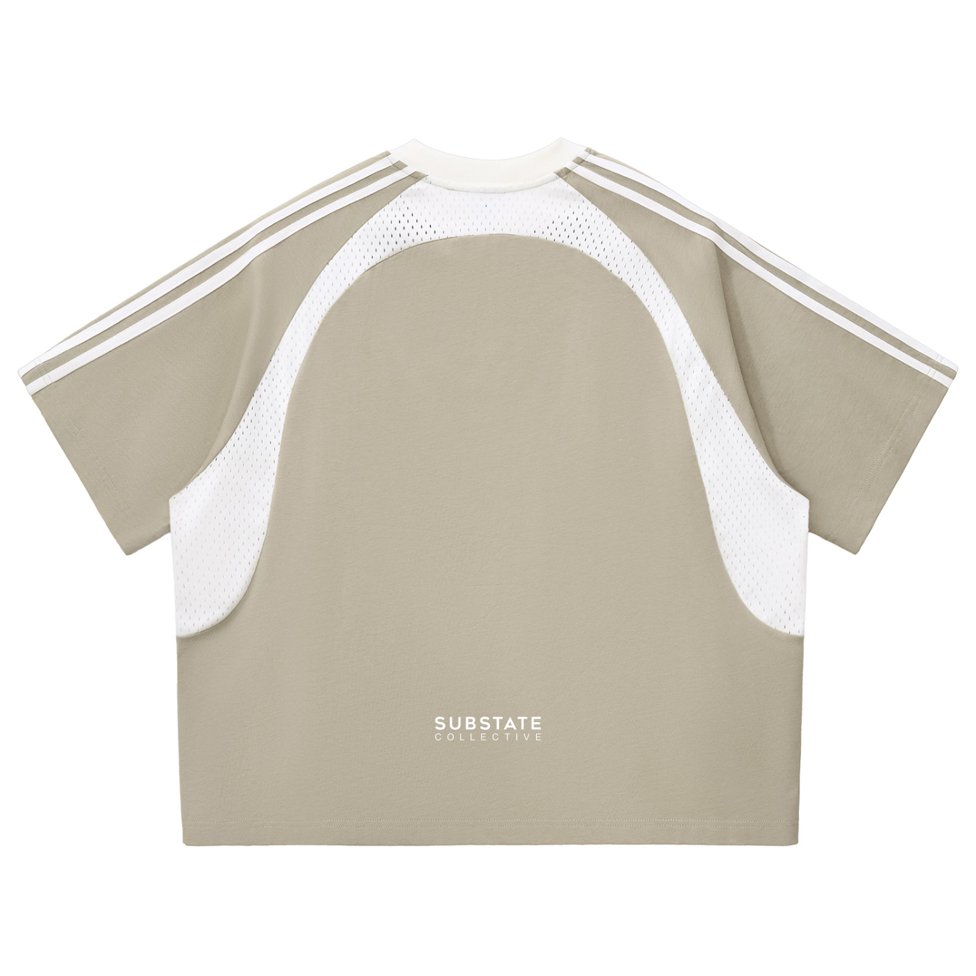 11 Contrast Stripes Panel Mesh Loose Fit T-shirt