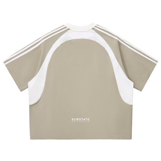 11 Contrast Stripes Panel Mesh T-shirt