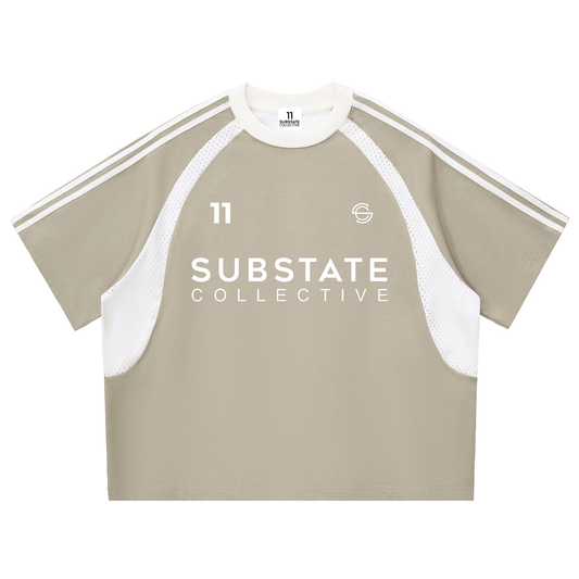 11 Contrast Stripes Panel Mesh T-shirt