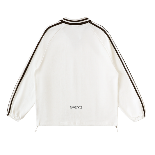 11 Contrast Striped Lapel Collar Sweatshirt