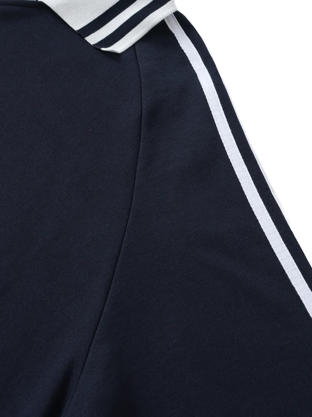11 Contrast Striped Lapel Collar Sweatshirt